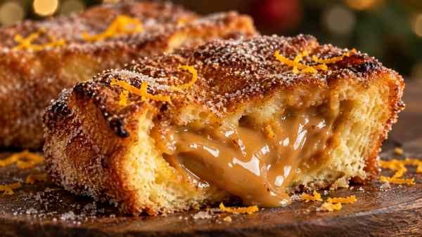 Rabanada Assada Recheada com Creme de Amêndoas e Laranja