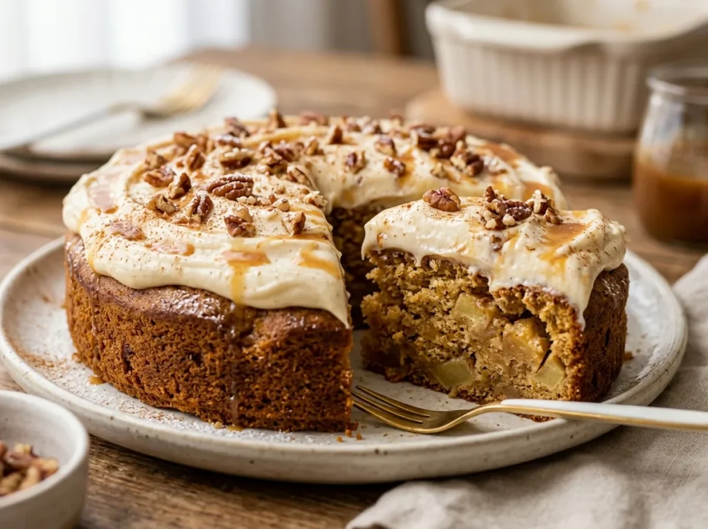 Bolo de Maçã com Cobertura Cremosa