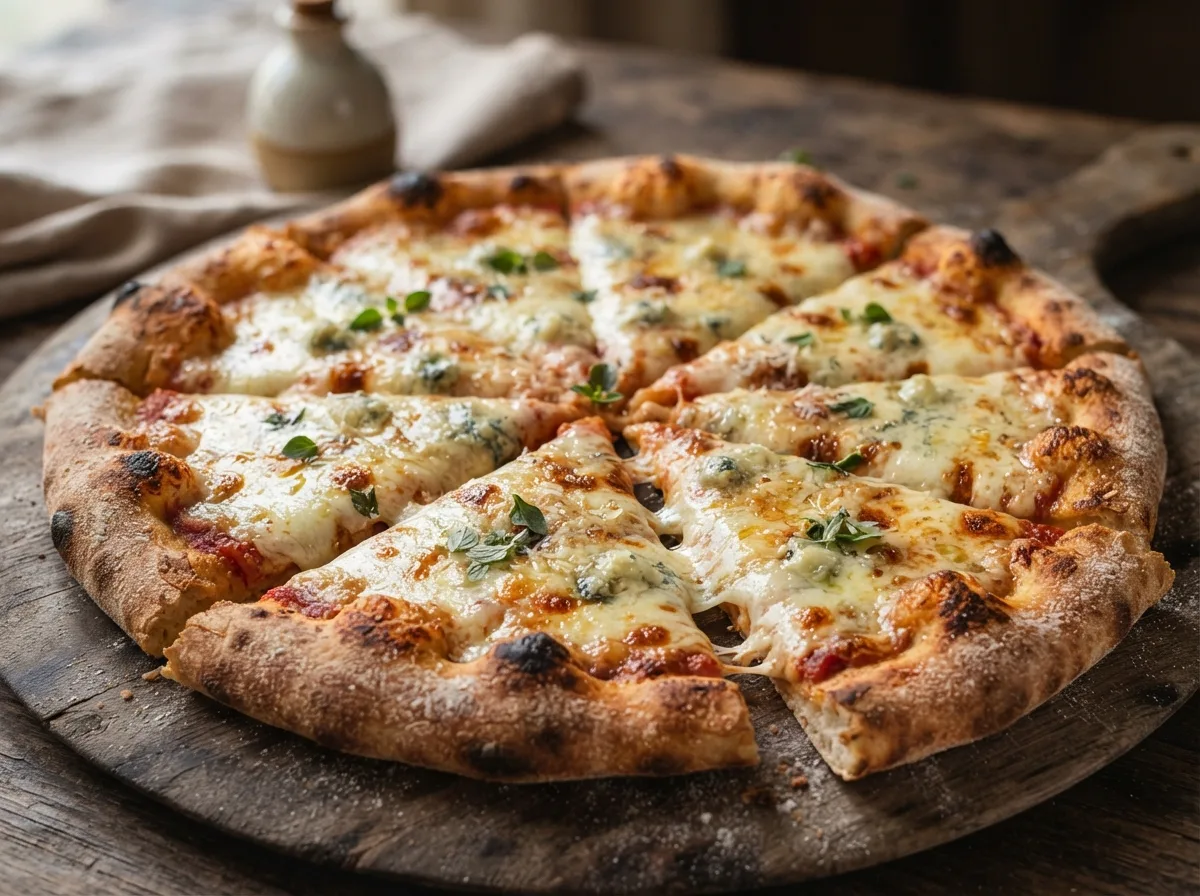 Pizza de Quatro Queijos Caseira