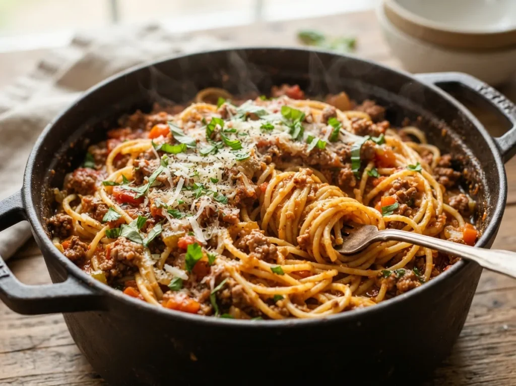 Macarrão à Bolonhesa em Uma Panela Só