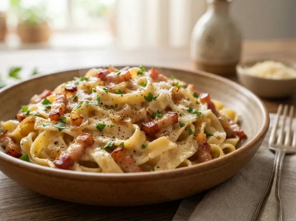 Talharim com Bacon Cremoso