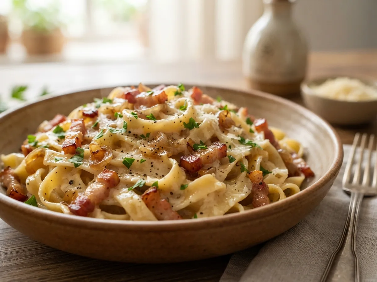 Talharim com Bacon Cremoso