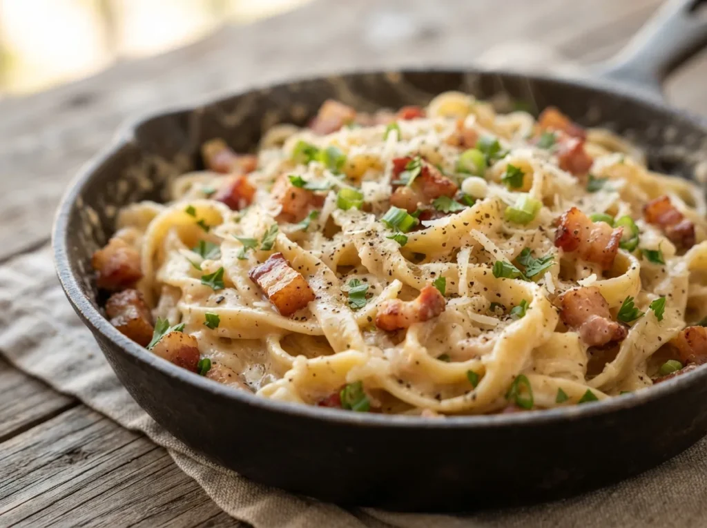 Talharim com Bacon em Uma Panela Só