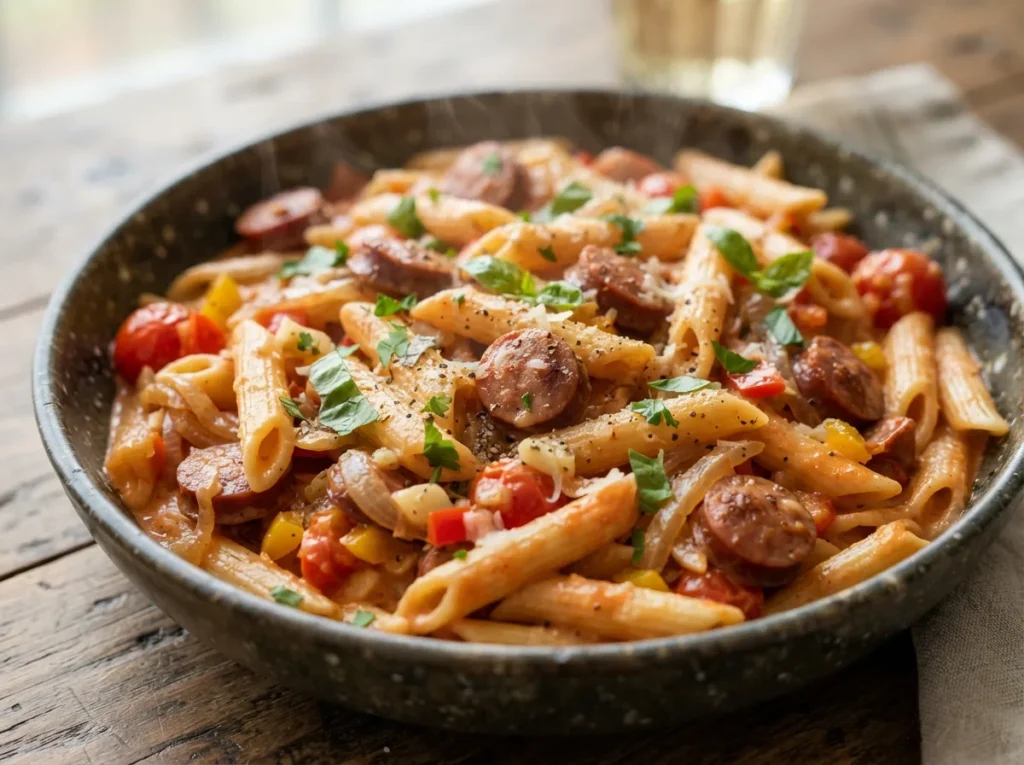 Penne com Calabresa em Uma Panela Só