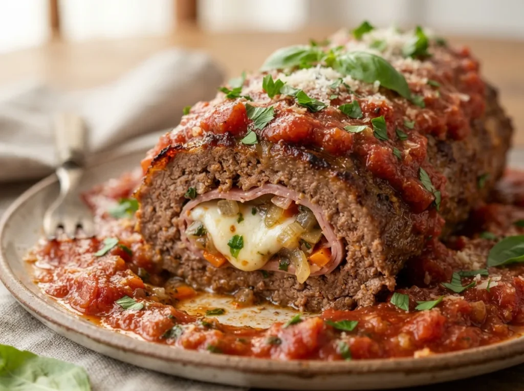 Rocambole de Carne Moída com Molho Caseiro