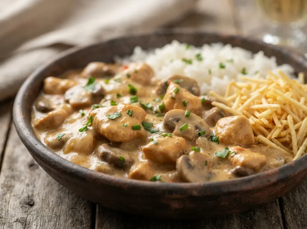 Strogonoff de Frango com Molho Cremoso