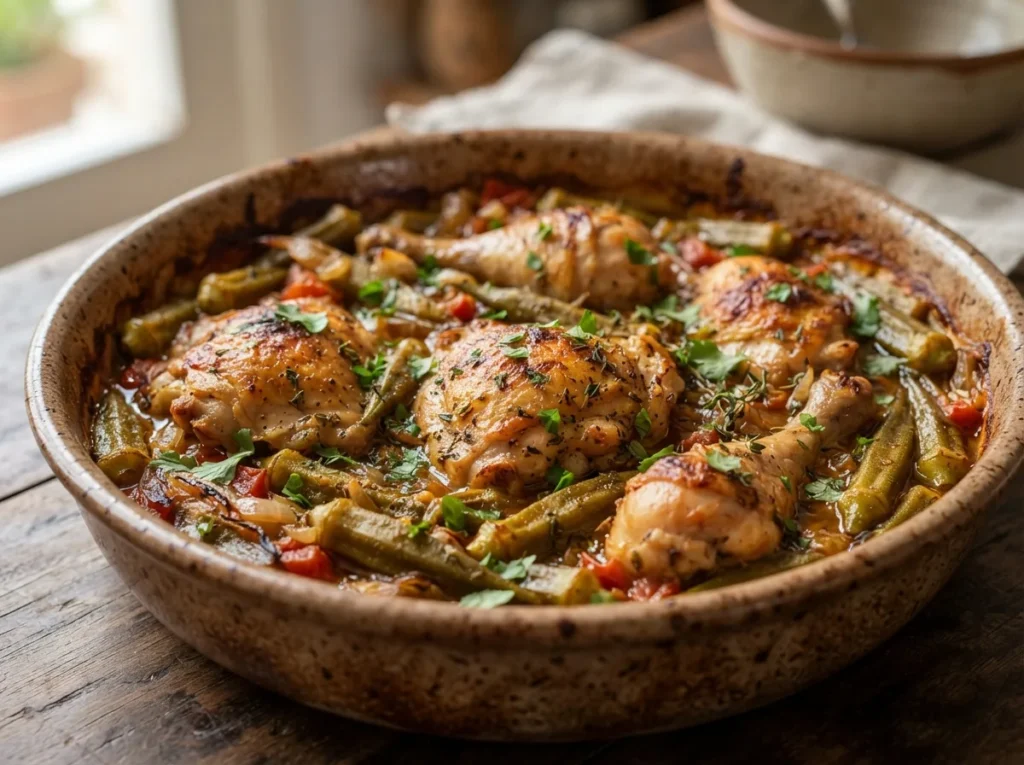 Frango com Quiabo de Forno