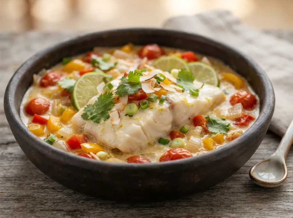 Peixe ao Leite de Coco com Molho de Limão
