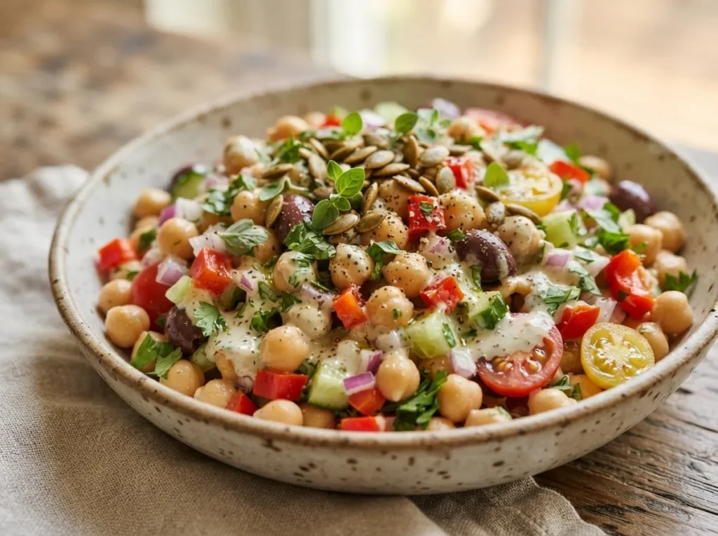 Salada de Grão-de-Bico com Molho Especial