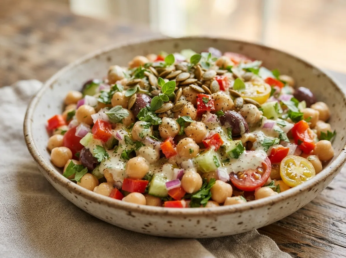 Salada de Grão-de-Bico com Molho Especial