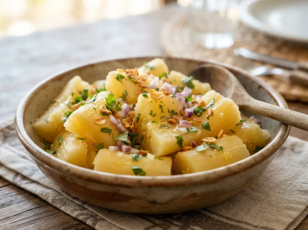 Mandioca Cozida para Almoço em Família