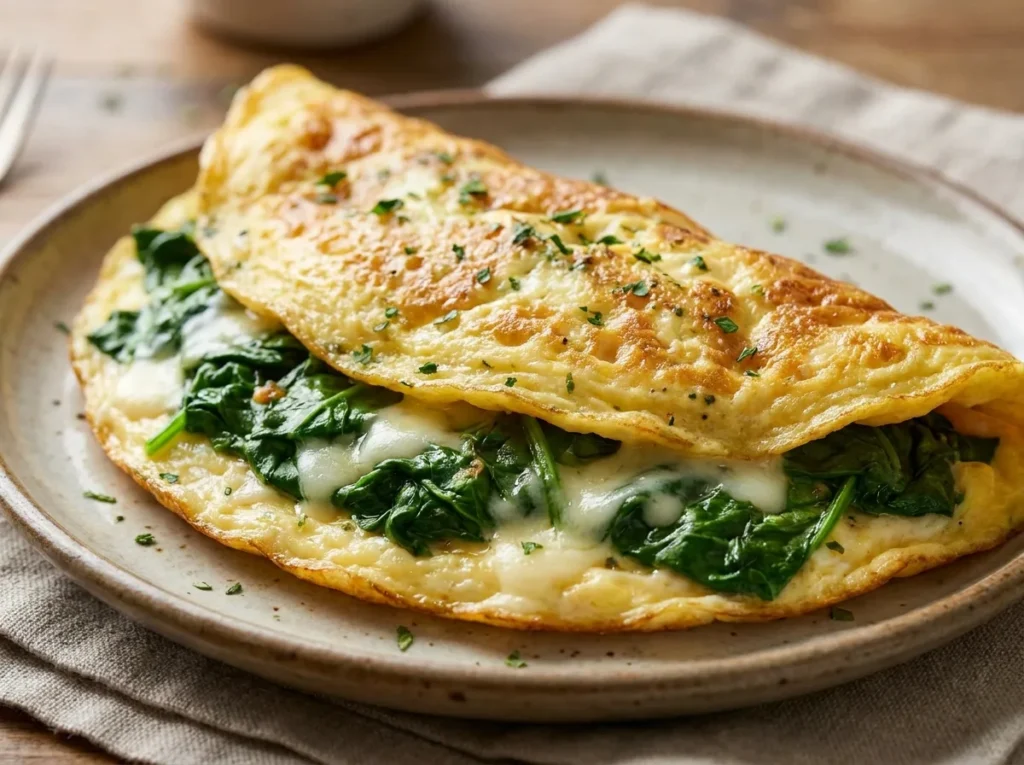 Omelete de Espinafre de Preparo Rápido