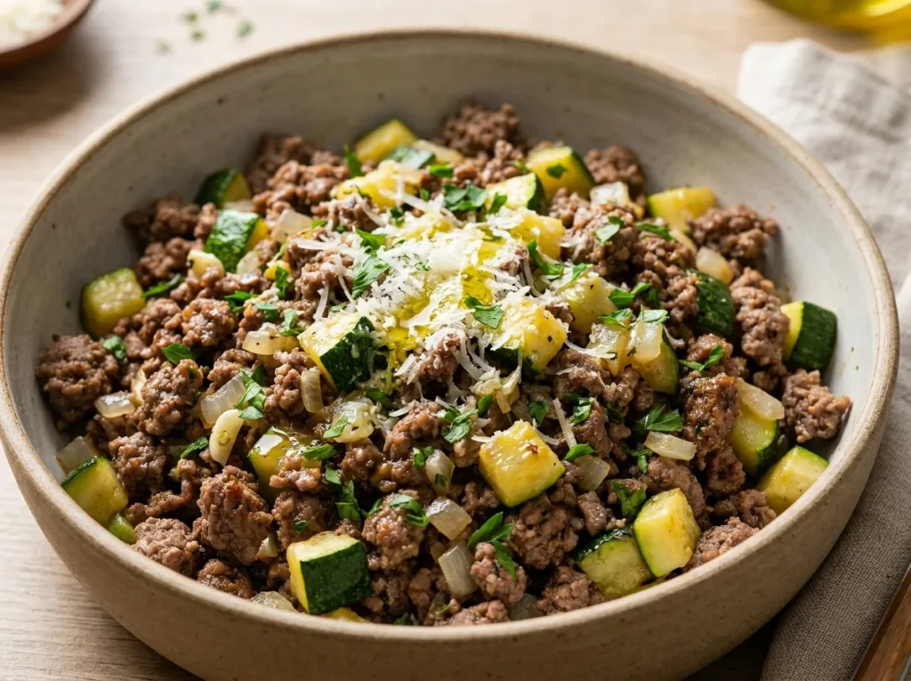 Carne Moída com Abobrinha de Preparo Rápido