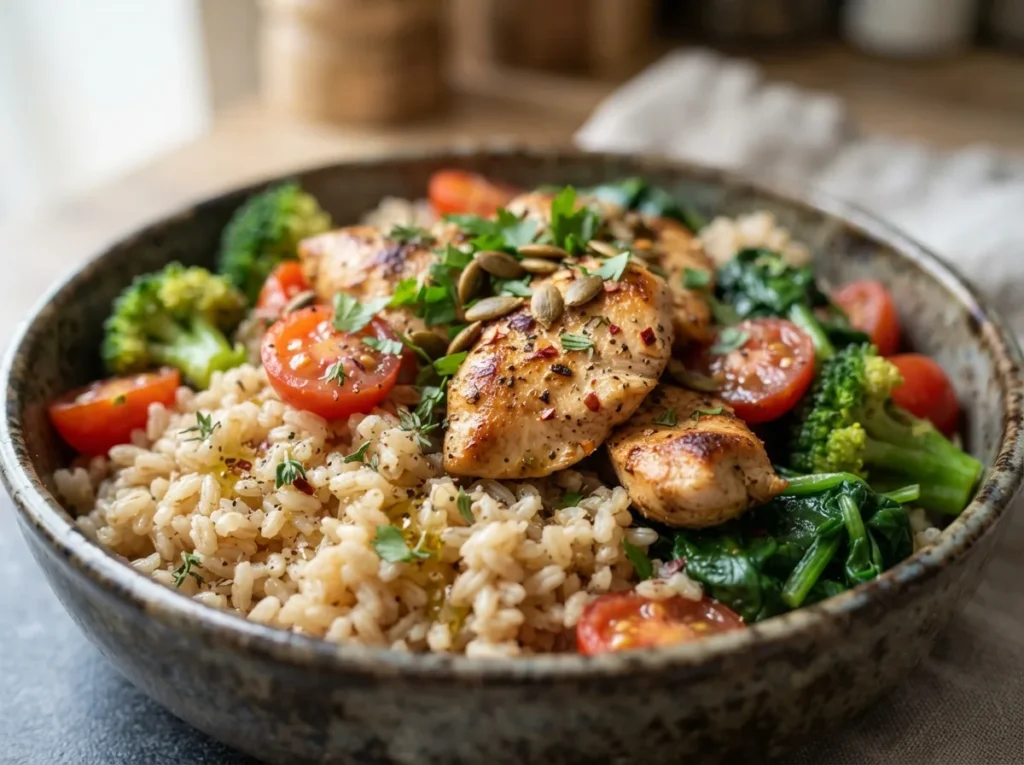 Arroz Integral com Frango para Pós-Treino