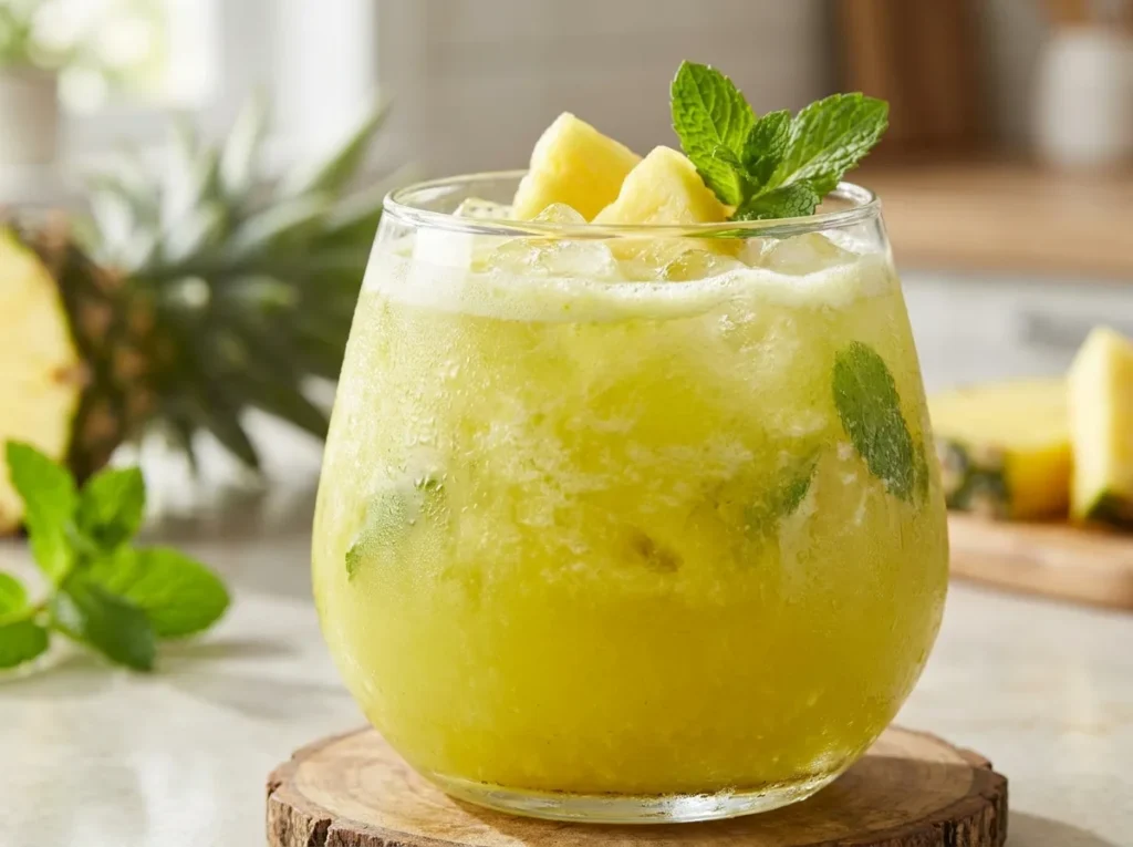 Suco de Abacaxi com Hortelã Gelada