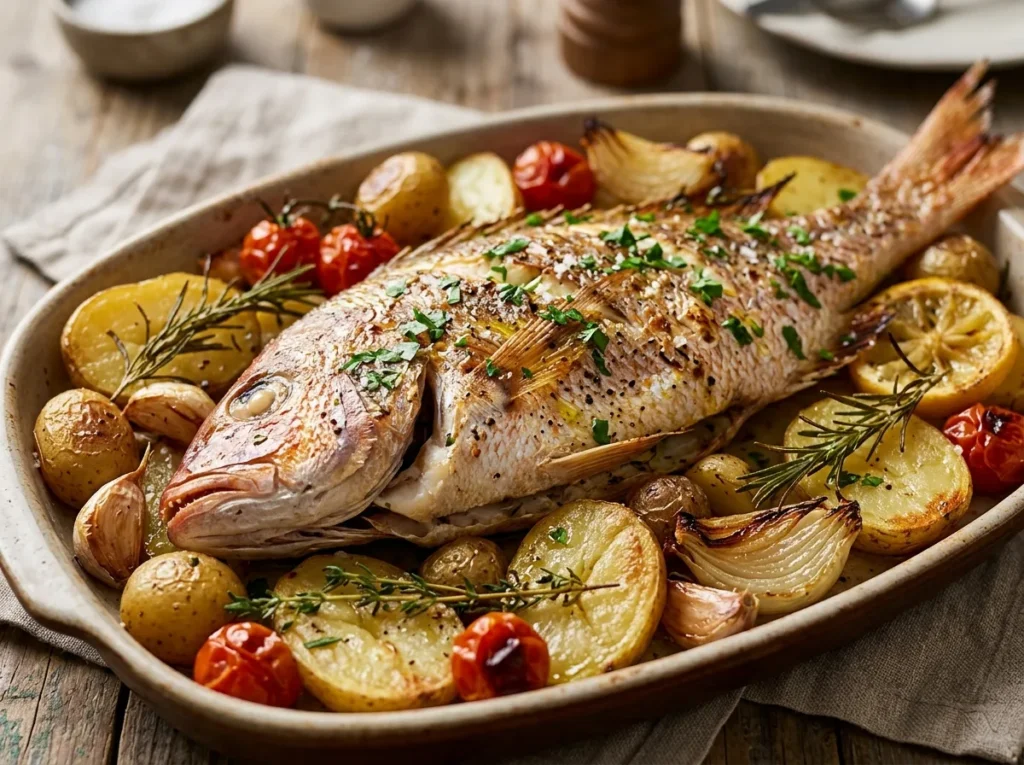 Peixe Assado com Batatas Especial