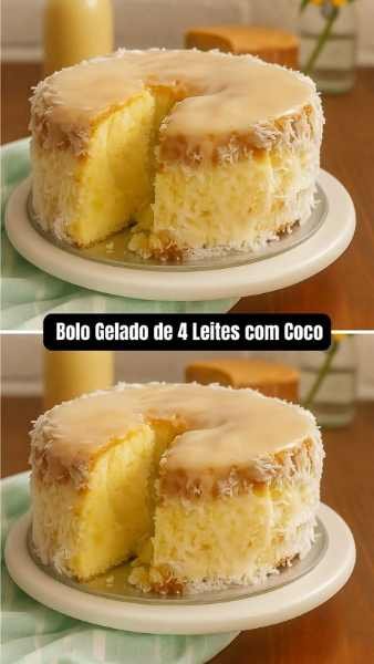 Bolo Gelado de 4 Leites com Coco