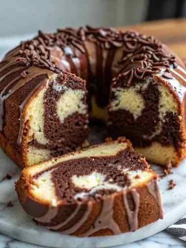 Bolo Mesclado com Cobertura de Chocolate