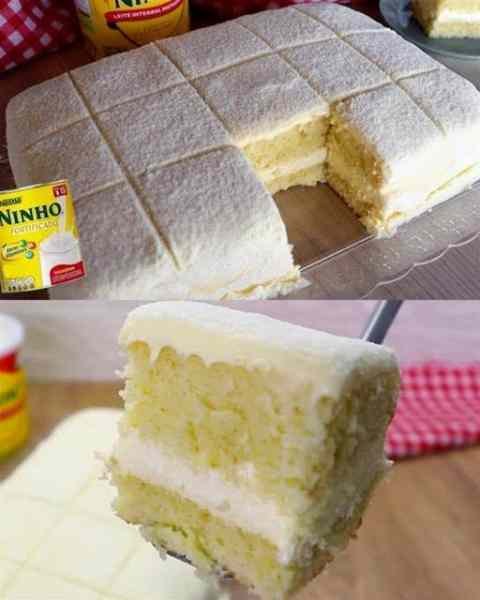 Bolo nuvem de leite ninho gelado