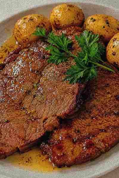 Carne Assada com Manteiga e Mostarda pronto para servir
