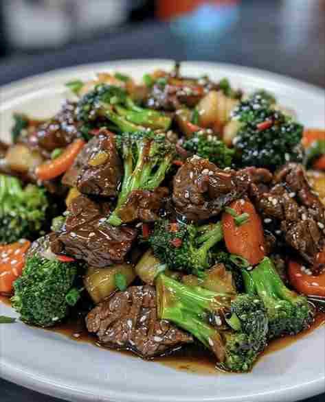 Carne com Brócolis ao Molho pronto para servir