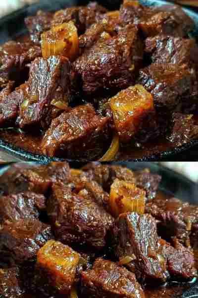Carne de Panela Acebolada e Suculenta pronto para servir