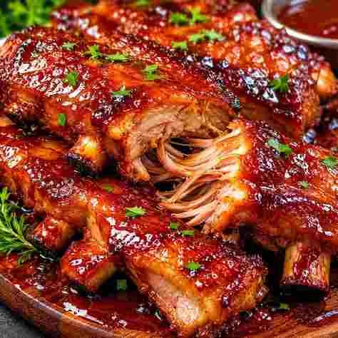 Costelinha Suína Assada ao Molho Barbecue pronto para servir