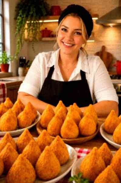 Coxinha Cremosa com Massa de Mandioca pronto para servir