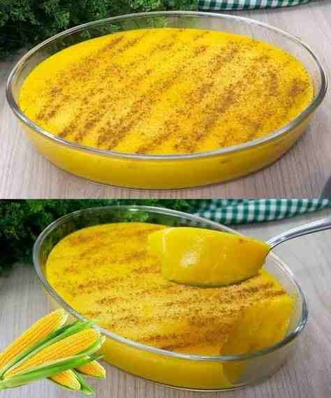 Curau de Milho Cremoso Delicioso pronto para servir