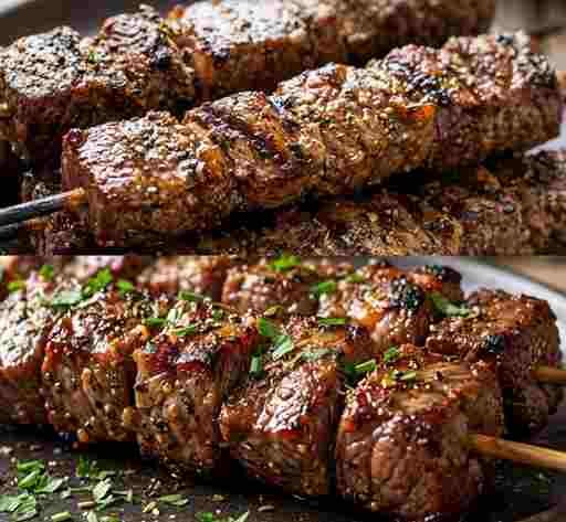 Espetinho de Carne Bovina pronto para servir