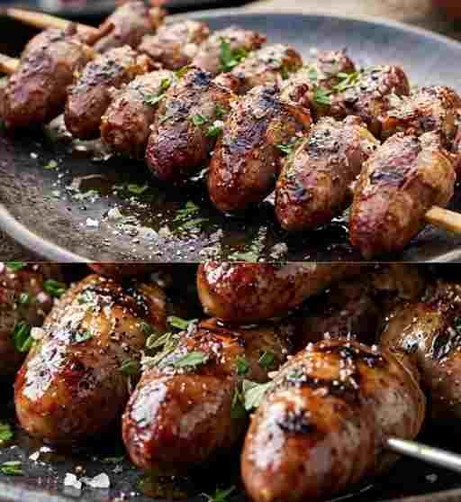 Espetinho de Coração de Frango pronto para servir