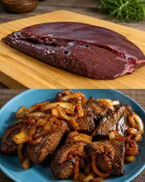 Fígado de Vitela com Maçãs Caramelizadas pronto para servir
