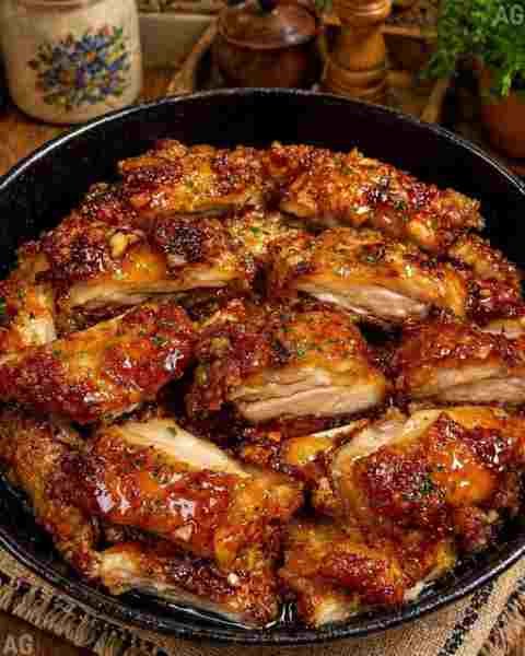 Frango Crocante com Mel e Alho Especial pronto para servir