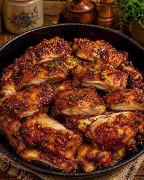 Frango Crocante com Mel e Alho pronto para servir