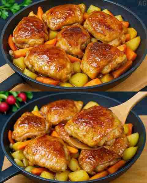 Frango Saboroso com Batatas que Derrete na Boca Especial pronto para servir