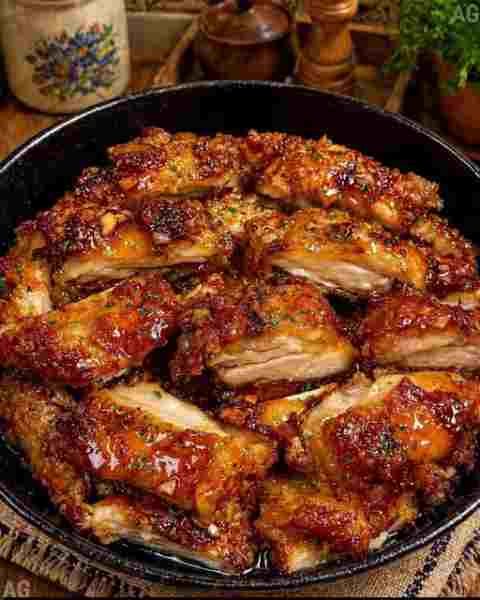 Frango Glaceado ao Alho e Mel pronto para servir
