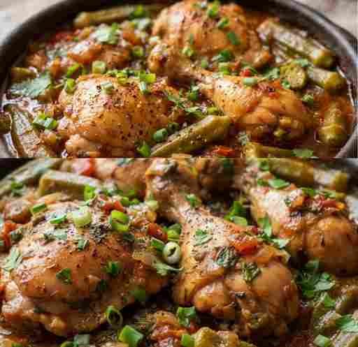 Frango com Quiabo Tradicional pronto para servir