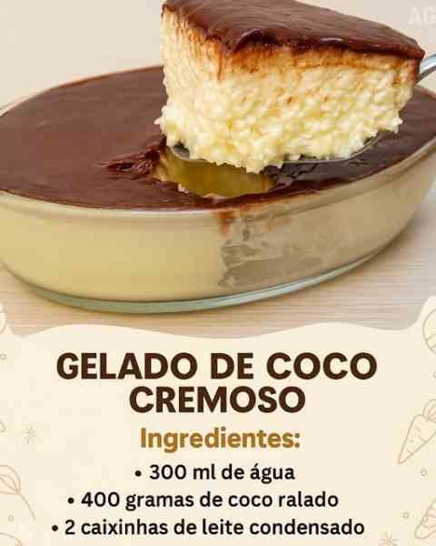 Gelado de Coco Cremoso com Chocolate Simples