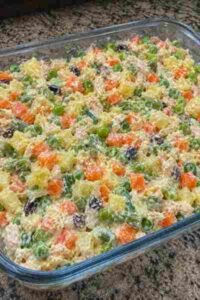 Maionese de Legumes com Frango Caseiro pronto para servir