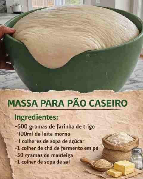Massa para Pão Caseiro Superfofinha Caseiro pronto para servir