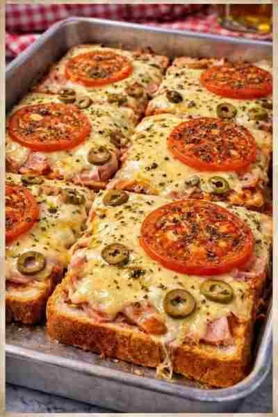 Pizza de Pão de Forma no Forno
