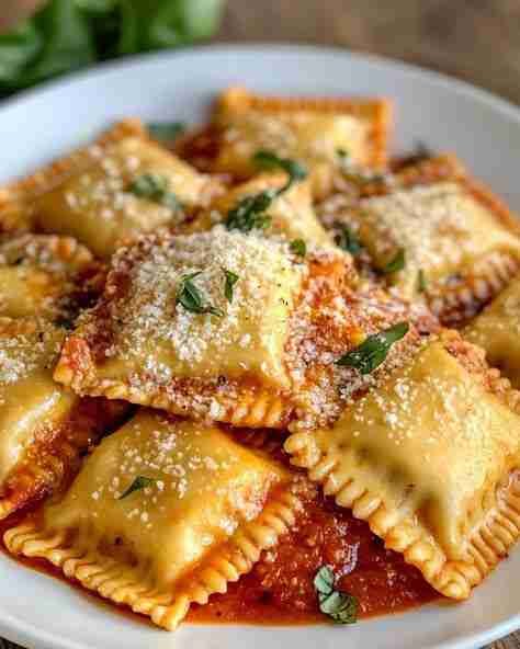 Ravioli de Queijo ao Molho de Tomate