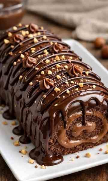 Rocambole de Chocolate com Creme de Avelã