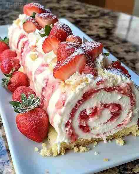 Rocambole de Morango com Creme