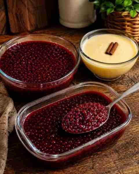 Sagu de Vinho com Creme Cremoso