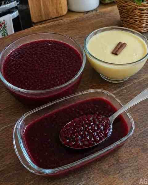 Sagu de Vinho com Creme Fácil Simples