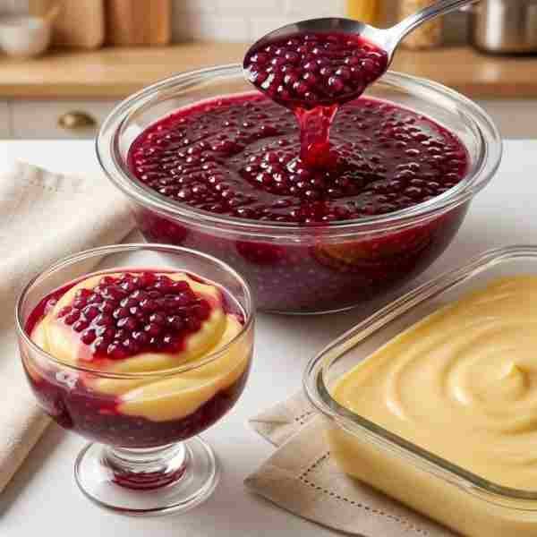 Sagu de Vinho com Creme Simples