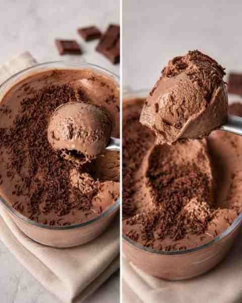 Sorvete Cremoso de Leite Ninho com Chocolate Gelado