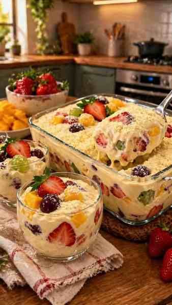 Sobremesa Cremosa de Frutas com Leite Ninho