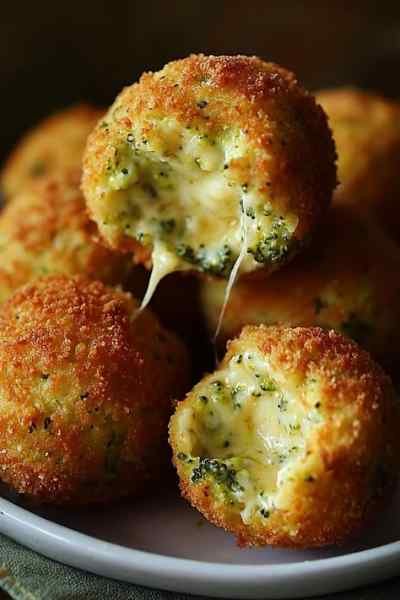 Bolinho de Brócolis Recheado com Queijo pronto para servir